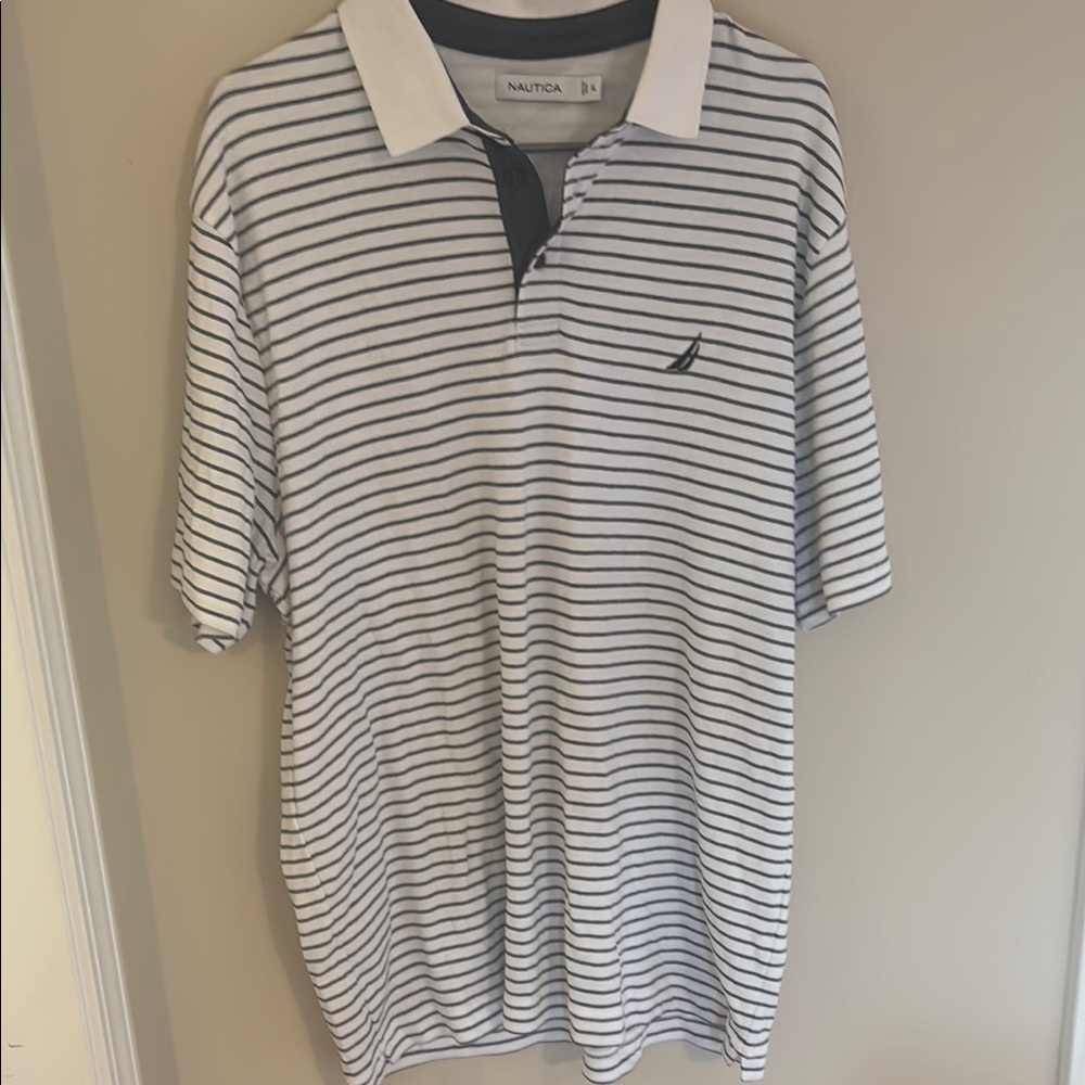 Nautica Men's Striped Polo Shirt - Black and White